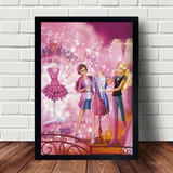Quadro Poster C\moldura Barbie Moda E Mágia