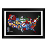 Quadro Poster Franquias Nba Nfl Times Mapa Eua Promoção 