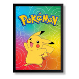 Quadro Poster Pikachu Pokemom Desenho Moldura A3