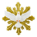 Quadro Religioso Espírito Santo Dourado Em Resina 20 Cm Cor Branco E Dourado