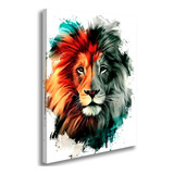 Quadro Tela Abstrato Colorido Leão Judá Grande Sala Quarto Cor Preto