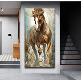 Quadro Tela Decorativo Pintura Cavalo Abstrato 119x59 Grande