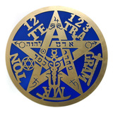 Quadro Tetragramaton Pentagrama Esotérico Dourado 20 Cm