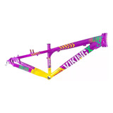 Quadro Vikingx Tuff X-25 Aro 26 Dirt Jump Cor Lilas/amarelo