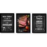 Quadros Churrasqueira Gourmet Trio Bebida Cerveja