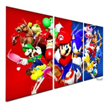 Quadros Decorativo Sonic E Mario - Sega 128x60 Lindo N03