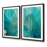Quadros Decorativos 60x90 Kit Abstrato Azul Escritório Vidro