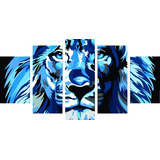 Quadros Decorativos Leao Abstrato Sala Quarto 3mm Cores Cor Q5p00152 - Azul