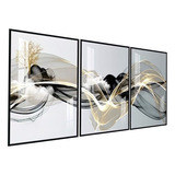 Quadros Decorativos Sala Abstrato Linha Gold Luxo Promoção