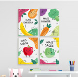 Quadros Escola Refeitório Infantil Merenda Recreio 4 Peças