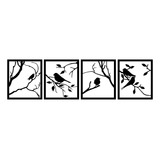 Quadros Esculturas Pássaros Minimalista Parede Mdf Preto