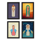 Quadros Nossa Senhora Virgem Maria Mold Preta 22x32 Kit 4un