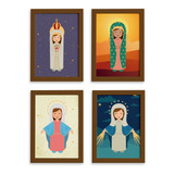 Quadros Religiosos Virgem Maria Mold Marrom 33x43 Kit 4un