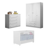 Quarto Infantil Completo Guarda Roupa, Berço Ana 2x1, Cômoda