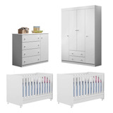Quarto Infantil Para Gêmeos Completo Berço Ana 2x1 