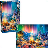 Quebra Cabeça Aurora Boreal 500 Peçs Paisagem Quadro Grow Nf