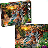 Quebra Cabeça Tigres 500 Mini Peças Animais Bichos Paisagem