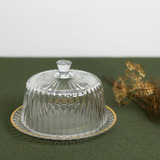 Queijeira Lyor Radial De Cristal Com Tampa E Fio De Ouro