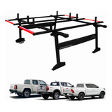 Rack Duplo Alto Cargo Porta Escada Roletes Amarok L200 Preto