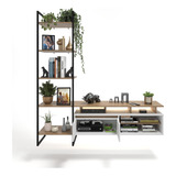 Rack Home Theater Metal Madeira Com Estante Industrial 