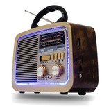 Rádio Am Fm Retrô Vintage Antigo Bluetooth Pen Drive Bivolt Cor Madeira Escura 110v/220v