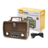 Rádio Portátil Altomex Retro Vintage Am/fm Bluetooth Usb Cor Marrom 110v/220v
