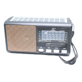 Radio Recarregável Placa Solar Am Fm Bluetooth Usb Bi Volt Cor Marrom-escuro Bivolt