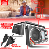 Rádio Vintage Bluetooth Usb Bivolt Recarregável Analógico Portátil 3 Bandas Retrô Am Fm Sw