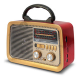 Rádio Vintage Retrô Antigo Bluetooth Usb Am Fm Pen Drive Cor Vermelho 110v/220v