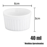 Ramekin Canelado Porcelana 40ml Finger Foods Kit Com 6 Cor Branco