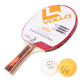 Raquete Ping Pong Profissional Vollo Impulse + 02 Bolas 3*