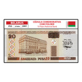 Rara Belarus 20 Rublos 2001 P33 Fe Comemorativa Com Folder