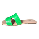 Rasteira Feminina Sandália H Napa Croco Verde Casual Verão
