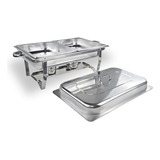 Rechaud Retangular 12l Banho Maria Aço Inox Com 2 Fogareiro