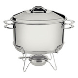 Rechaud Tramontina Solar Em Aço Inox Fundo Triplo Com Fogareiro E Tampa De Inox 6,1 L