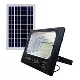 Refletor Led Solar 100w Ip67 Preto Branco Frio C/ Control