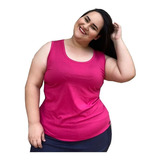 Regata Feminina Básica Camiseta Moda Plus Size Fitness 