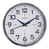 Relógio 23cm Redondo Chromo Branco