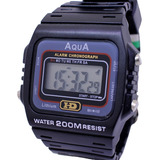 Relógio Aqua Digital G Esportivo Masculino A Prova D`água Cor Da Correia Preto Cor Do Bisel Aqua Aq-37hd Cor Do Fundo Cinza