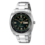 Relógio Automático Seiko Recraft Snkm97 Retro 44 Mm, Cor Da Pulseira: Prata, Bisel, Cor De Fundo Prateada, Cor De Fundo: Preto