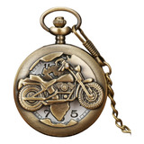 Relógio Bolso Motociclismo Motoclube Corrente Vintage Bronze