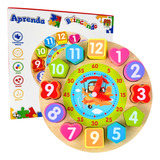 Relógio Brinquedo Educativo Didático Infantil Número Madeira