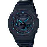 Relógio Casio G-shock Ga-2100-1a2dr *serie Neon Accent Correia Preto Bisel Preto Fundo Preto
