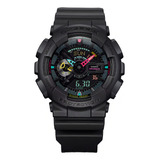 Relógio Casio G-shock Multi Fluorescent Ga-110mf-1adr, Moldura Preta, Fundo Multicolorido