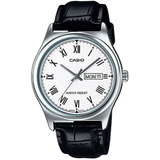 Relógio Casio Masculino Classico Couro ( Numeros Romanos) Correia Preto Mtp-v006l-7budf