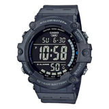 Relógio Casio Masculino Digital Illuminator Ae-1500wh-8bvdf Correia Grafite-cinza Bisel Grafite-cinza Fundo Preto