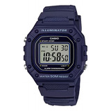 Relógio Casio Masculino Digital Illuminator W-218h-2avdf Correia Azul Bisel Azul Fundo Lcd Positivo