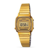Relógio Casio Retro Vintage Gold Para Mulheres La-670wga-9df Cor De Fundo: Pulseira De Café Clara, Cor Dourada, Moldura, Cor Dourada