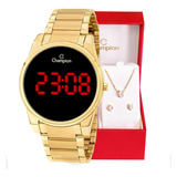 Relógio Champion Feminino Digital Dourado Ch40062u Original