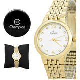 Relógio Champion Feminino Dourado Casual Original Garantia